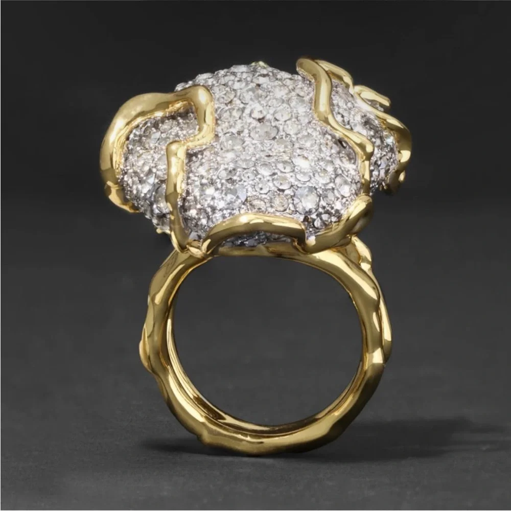 ALEXIS BITTAR • SOLANALES LARGE CRYSTAL PAVE GEODE RING sz 7.5